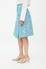 Chanel SS 2001 Blue & White Metallic Tweed Skirt
