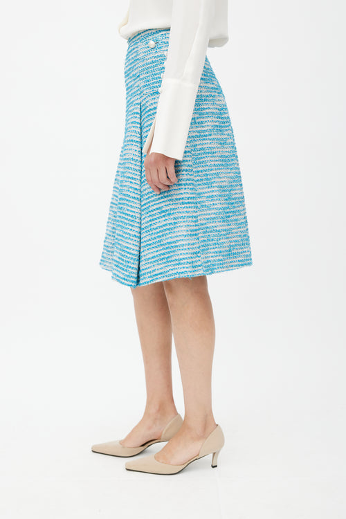 Chanel SS 2001 Blue & White Metallic Tweed Skirt