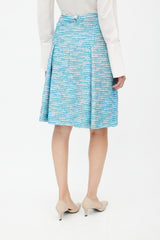 Chanel SS 2001 Blue & White Metallic Tweed Skirt