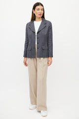 Chanel SS 2001 Navy & White Wool Striped Blazer