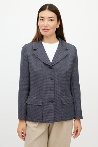 Chanel SS 2001 Navy & White Wool Striped Blazer
