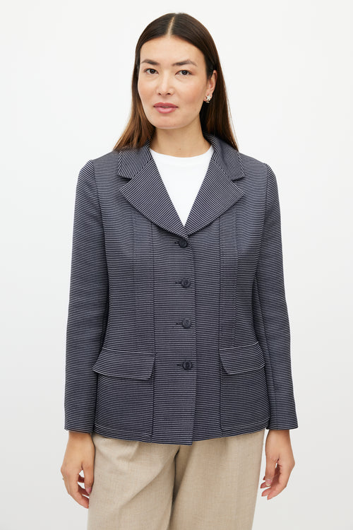 Chanel SS 2001 Navy & White Wool Striped Blazer