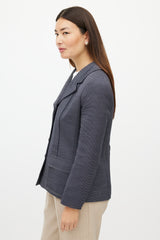 Chanel SS 2001 Navy & White Wool Striped Blazer