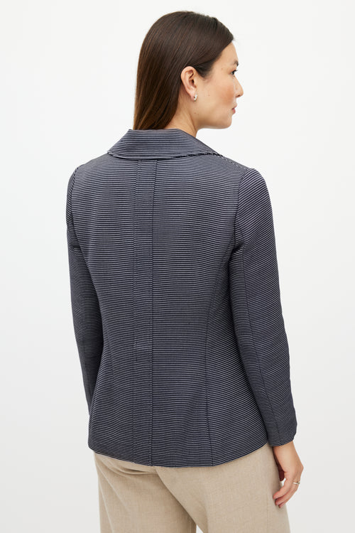 Chanel SS 2001 Navy & White Wool Striped Blazer