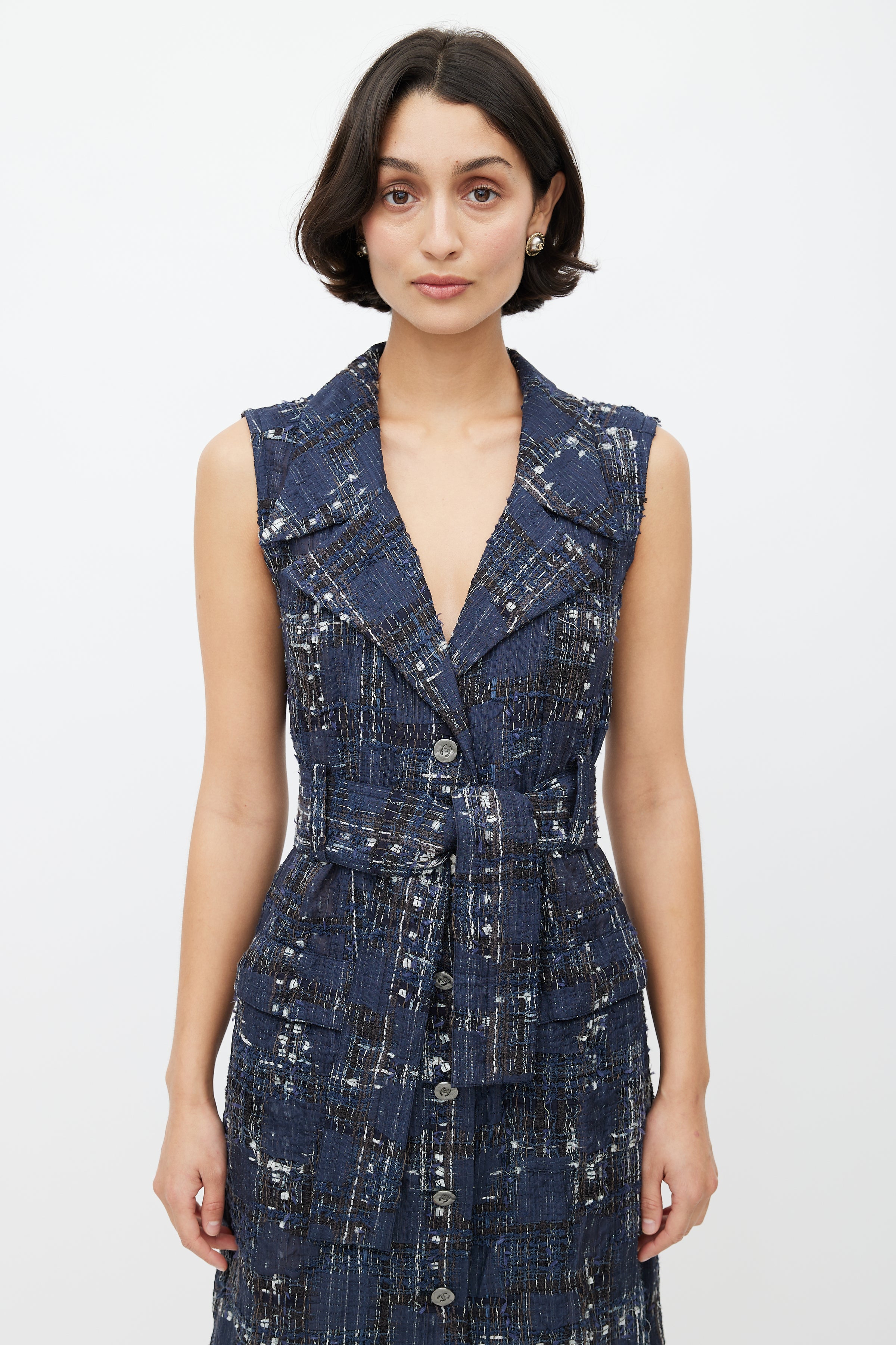chanel blue tweed dress Chanel Fall 2007 Bright Blue Tweed Dress
