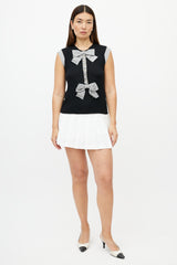 Chanel SS 2007 Black & White Cashmere Bow Top