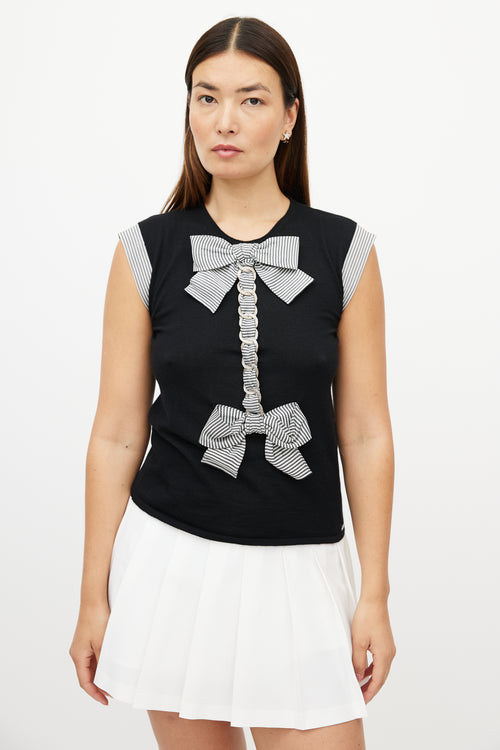 Chanel SS 2007 Black & White Cashmere Bow Top