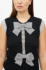 Chanel SS 2007 Black & White Cashmere Bow Top