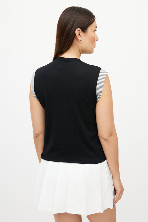 Chanel SS 2007 Black & White Cashmere Bow Top