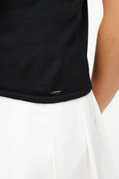 Chanel SS 2007 Black & White Cashmere Bow Top