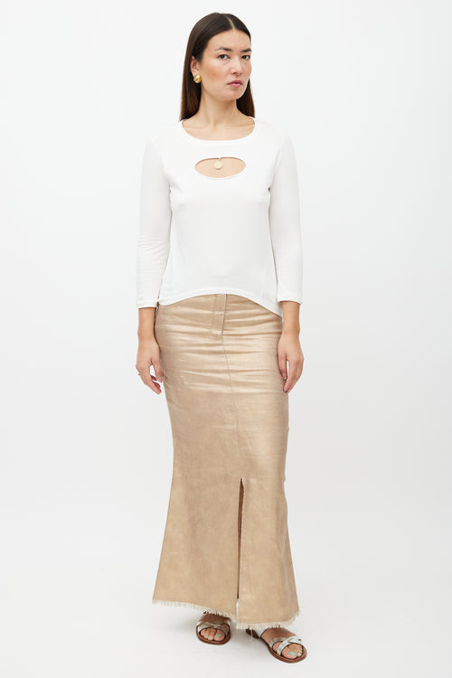 Chanel SS 2007 White & Gold Cut Out Top