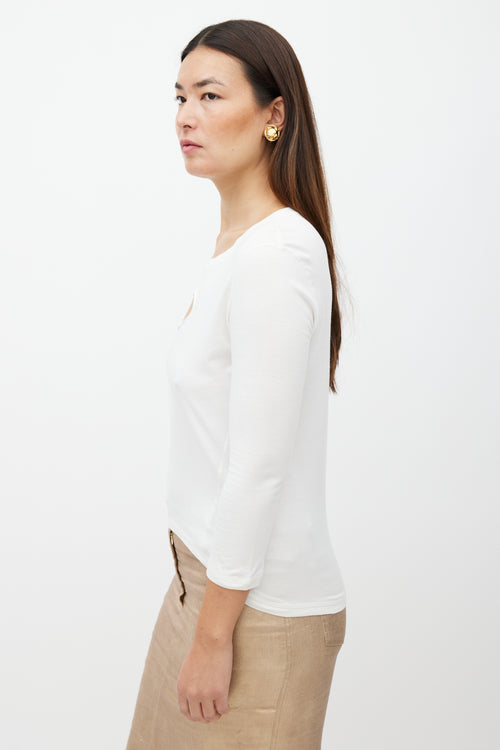 Chanel SS 2007 White & Gold Cut Out Top