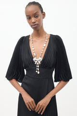 Chanel SS 2008 Silver & Cream Pearl & Crystal Bead Bow Necklace