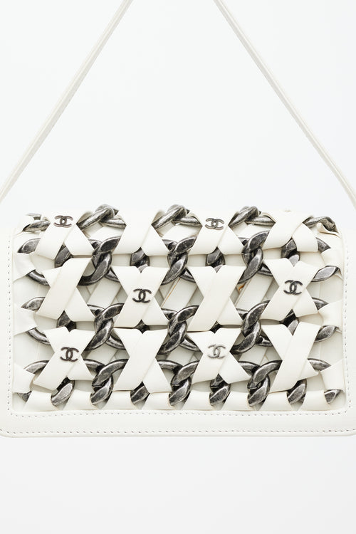 Chanel SS 2013 White & Silver Braided Chain Crossbody Bag