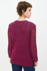Chanel SS 2014 Red & Navy Cotton Knit Two Pocket Sweater