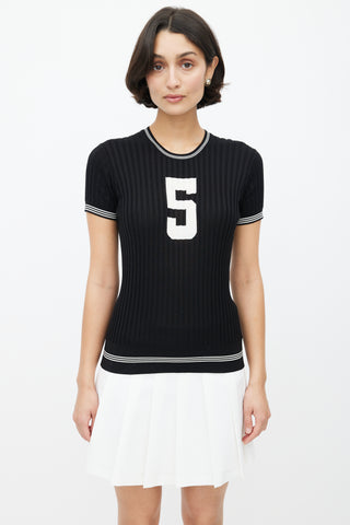Chanel SS 2019 Black & White Ribbed Knit Collegiate Top