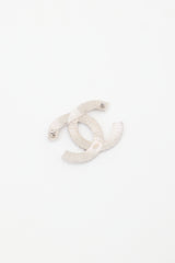 Chanel SS 2019 Silver & Crystal Embellished CC Brooch