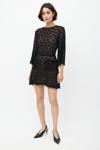 Chanel SS 2022 Black Mesh Belted Mini Dress