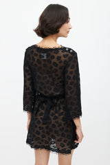 Chanel SS 2022 Black Mesh Belted Mini Dress