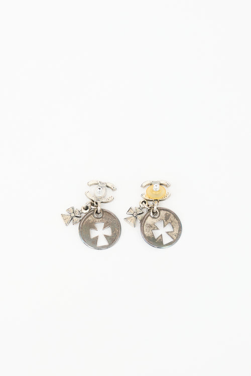 Chanel SS 2003 Maltese Cross CC Earrings
