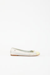 Chanel Satin Striped CC Ballet Flat