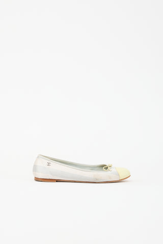 Chanel Satin Striped CC Ballet Flat