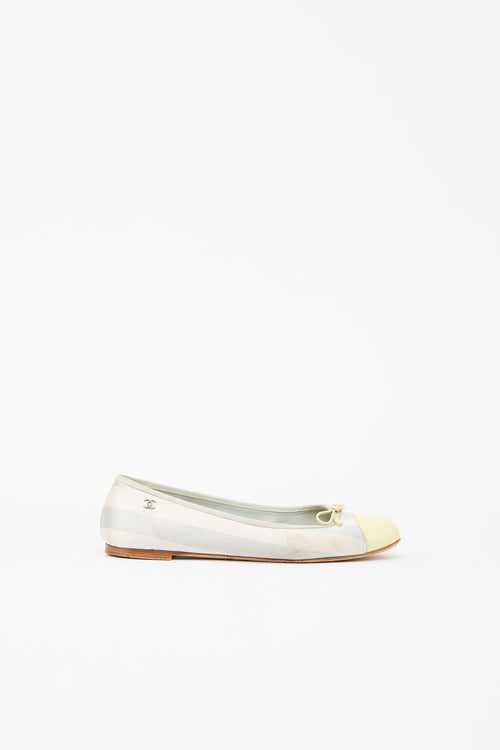 Chanel Satin Striped CC Ballet Flat