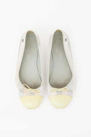 Chanel Satin Striped CC Ballet Flat
