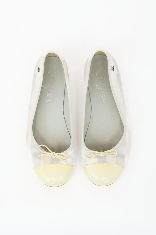 Chanel Satin Striped CC Ballet Flat