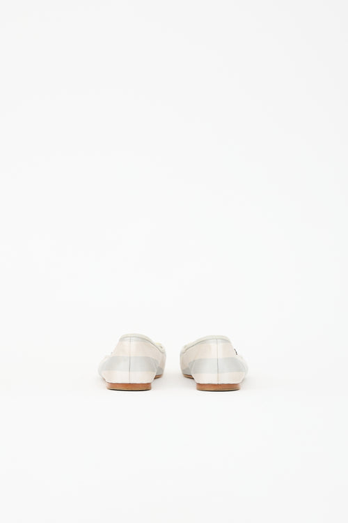 Chanel Satin Striped CC Ballet Flat