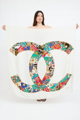 Chanel Vintage CC Logo Printed Scarf