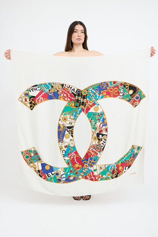 Chanel Vintage CC Logo Printed Scarf