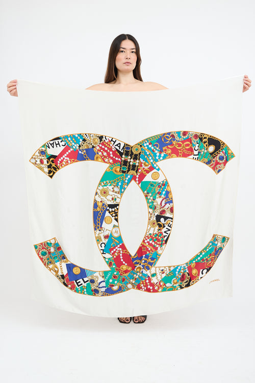 Chanel Vintage CC Logo Printed Scarf