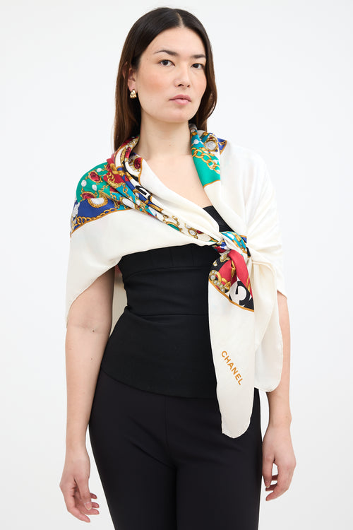 Chanel Vintage CC Logo Printed Scarf