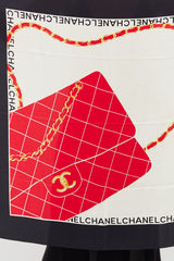 Chanel Red & Black 2.55 Bag Print Scarf