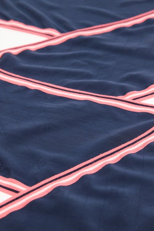 Chanel Silk & Wool Quilted Stripe Scarf