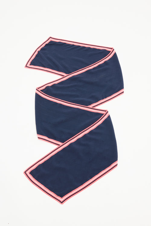 Chanel Silk & Wool Quilted Stripe Scarf