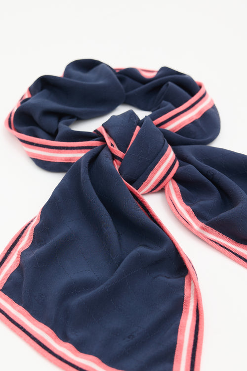 Chanel Silk & Wool Quilted Stripe Scarf