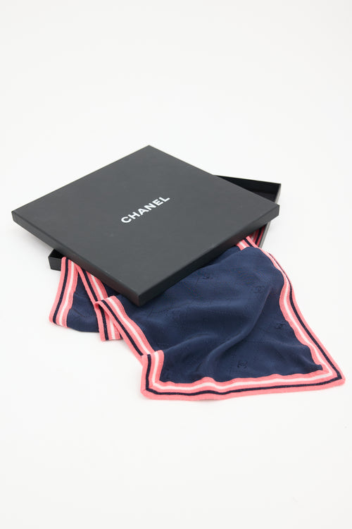 Chanel Silk & Wool Quilted Stripe Scarf