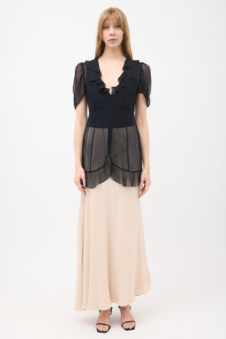 Chanel Silk Chiffon Ruffled Blouse