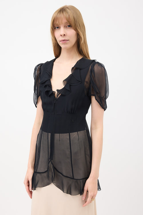 Chanel Silk Chiffon Ruffled Blouse