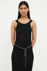 Chanel FW 2020 Silver & Black Logo Chain Belt