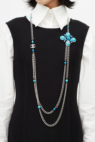 Chanel Fall 2007 Blue & Silver Chain Necklace