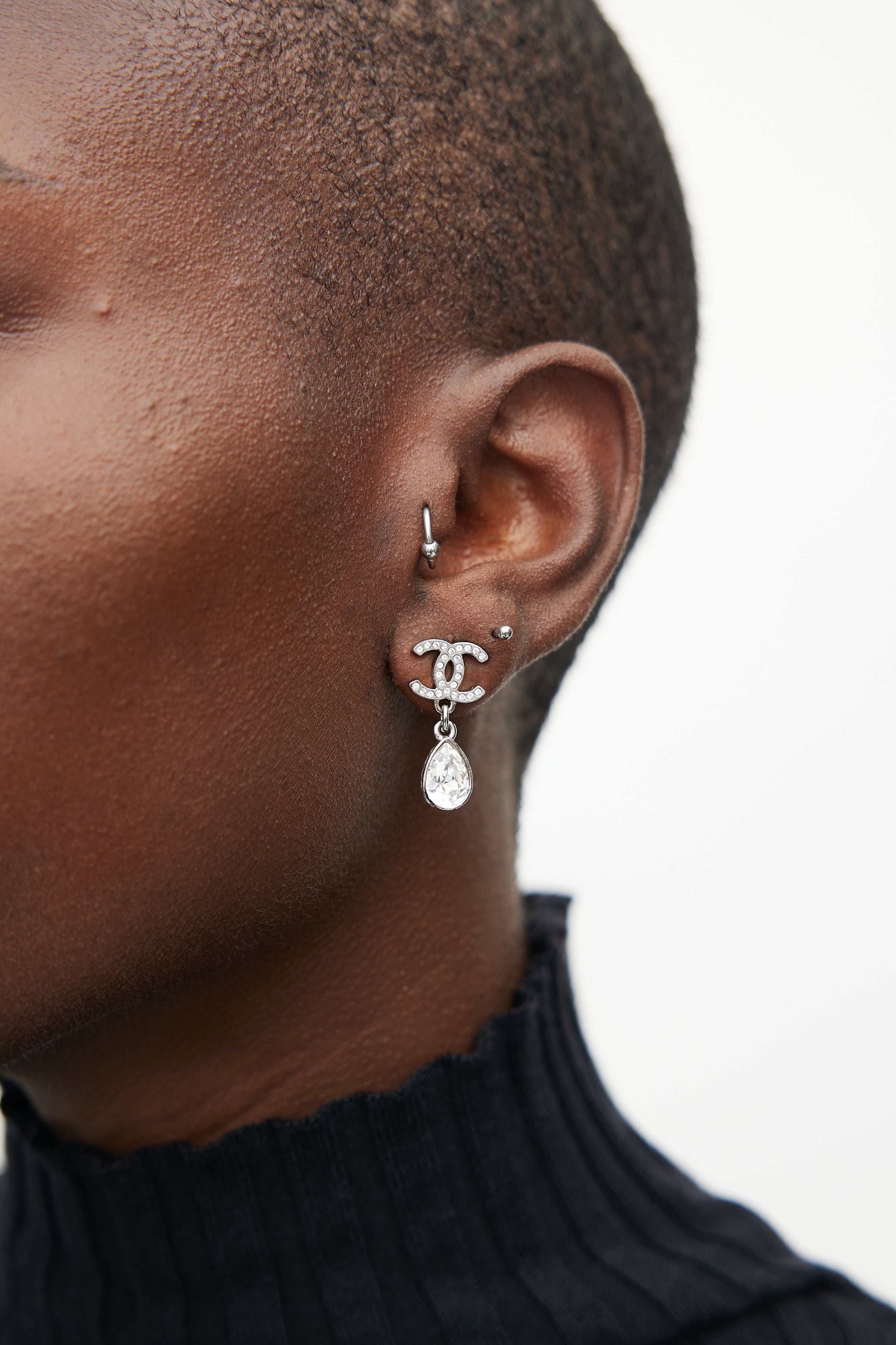 chanel earrings on ear