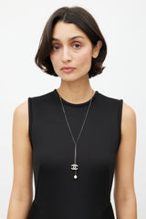 Chanel Silver CC & Pearl Charm Necklace