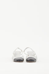 Chanel Silver Leather & Black CC Slingback Pump