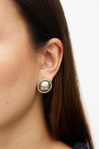 Chanel Silver & Gold Rope Round Earring