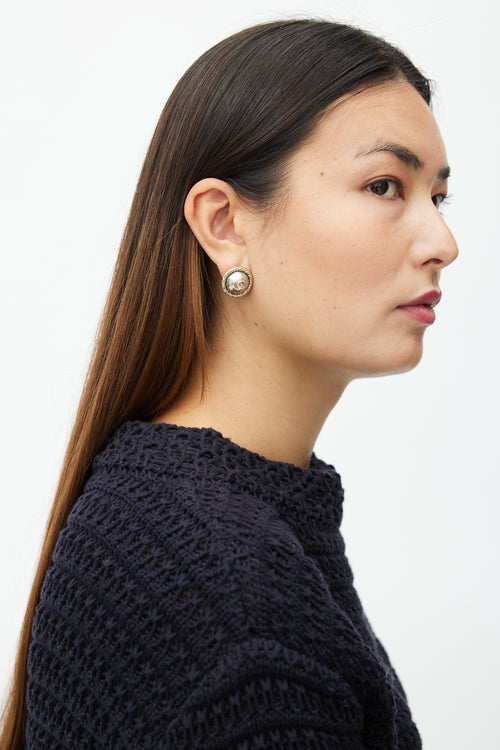 Chanel Silver & Gold Rope Round Earring