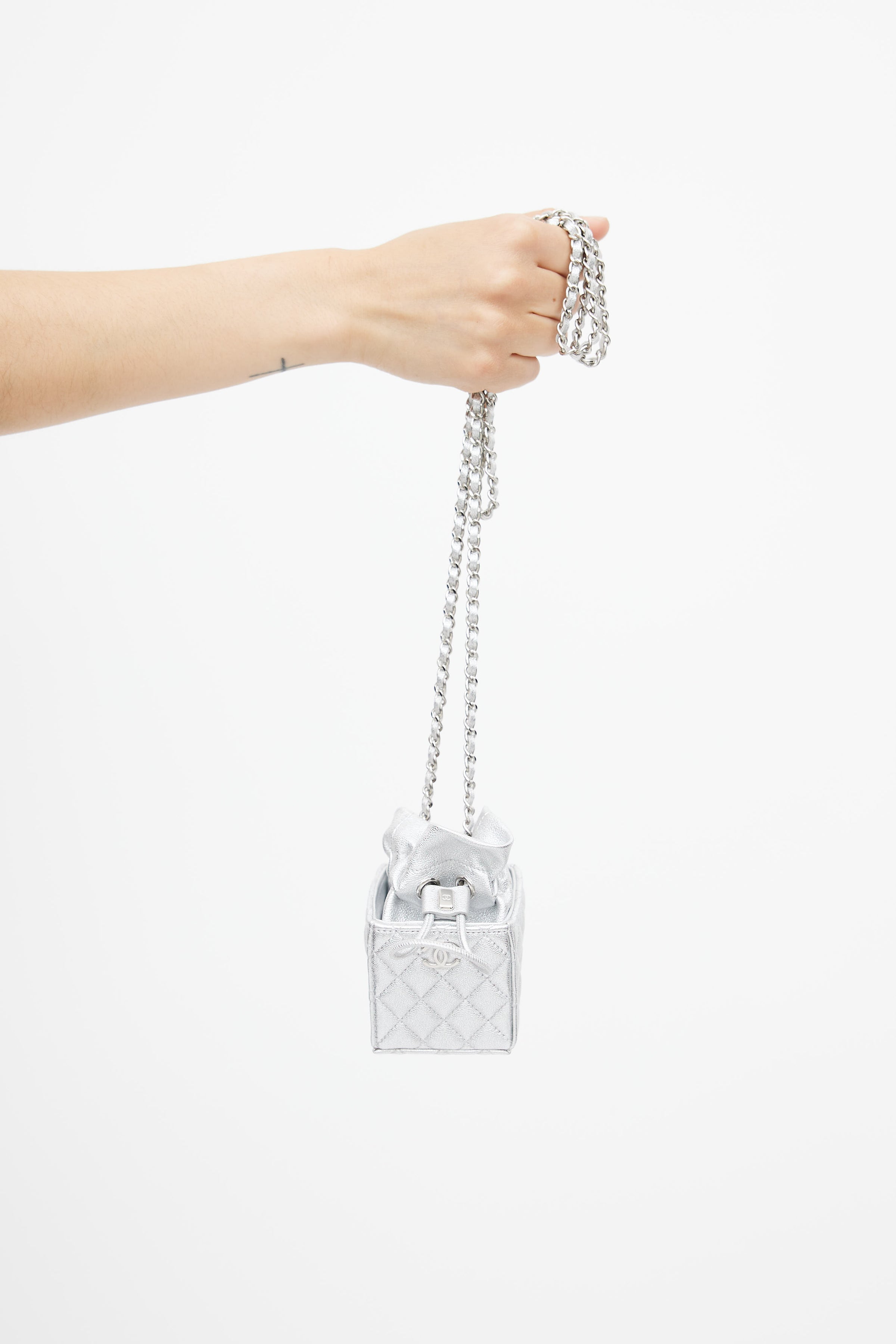 Chanel // 2021 Silver Quilted Coin Mini Crossbody Bag – VSP