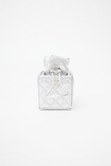 Chanel 2021 Silver Quilted Coin Mini Crossbody Bag